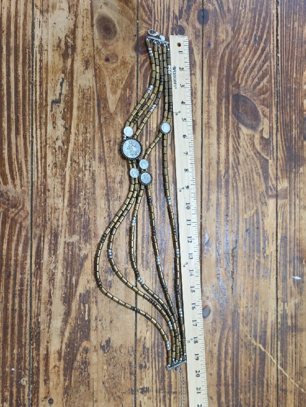Chico's Gold-Tone Layered Coin Strand Necklace - Picture 2 of 8